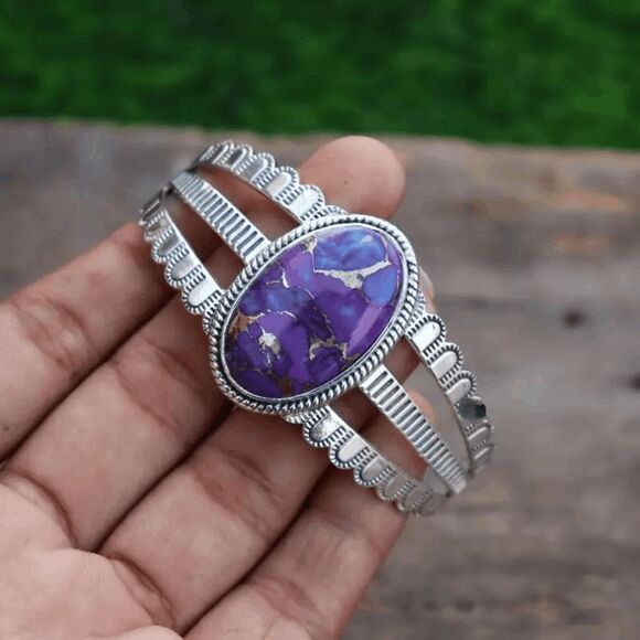 Western Boho Turquoise Cuff Bracelet - Picture 3 of 4